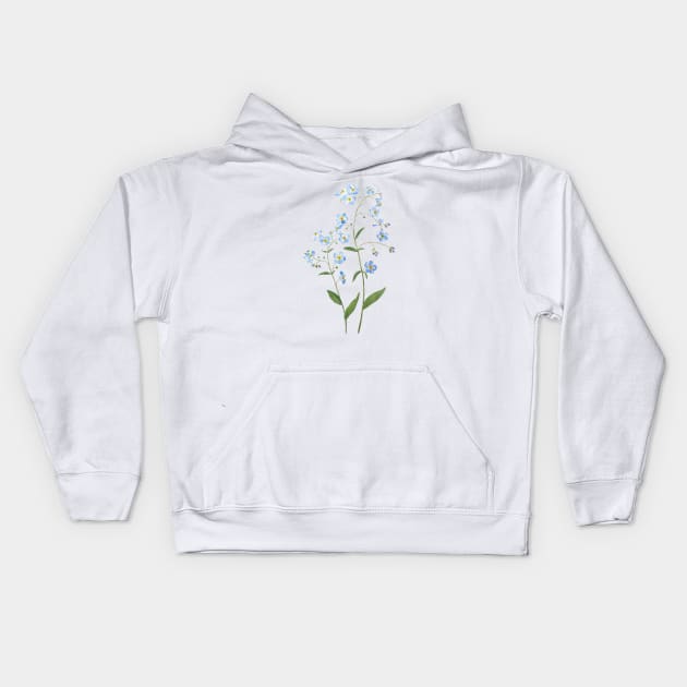 blue forget me not flowers 2021 watercolor Kids Hoodie by colorandcolor